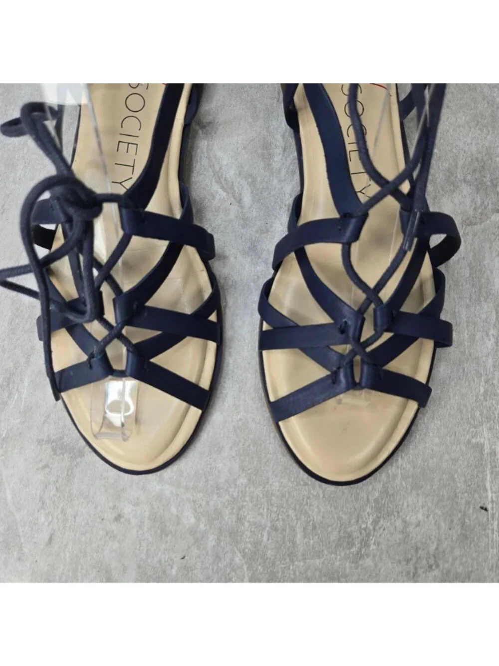Sole Society Flat Gladiator Sandals Sz 9.5 Blue Leather Casual Bohemian Strappy